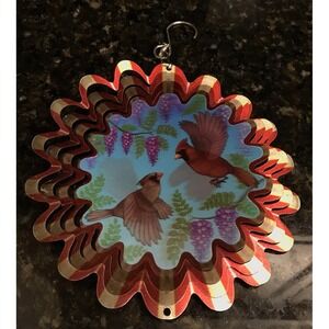 Cardinal Birds Wind Spinner 8" Aluminum Red Wind Spinner - For Indoor or Outdoor